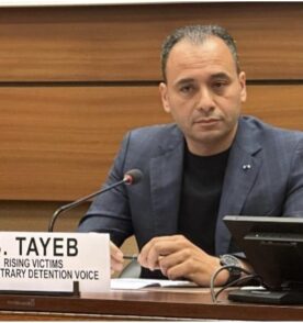 Mr Tayeb BENABDERRAHMANE testifying before the Human Rights Council in Geneva in April 2024